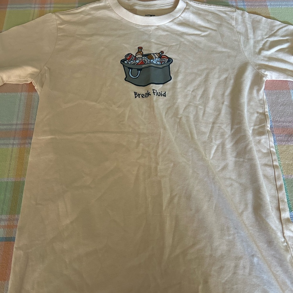 Adult small Positivitees tan colored break fluid beer bottle tee shirt